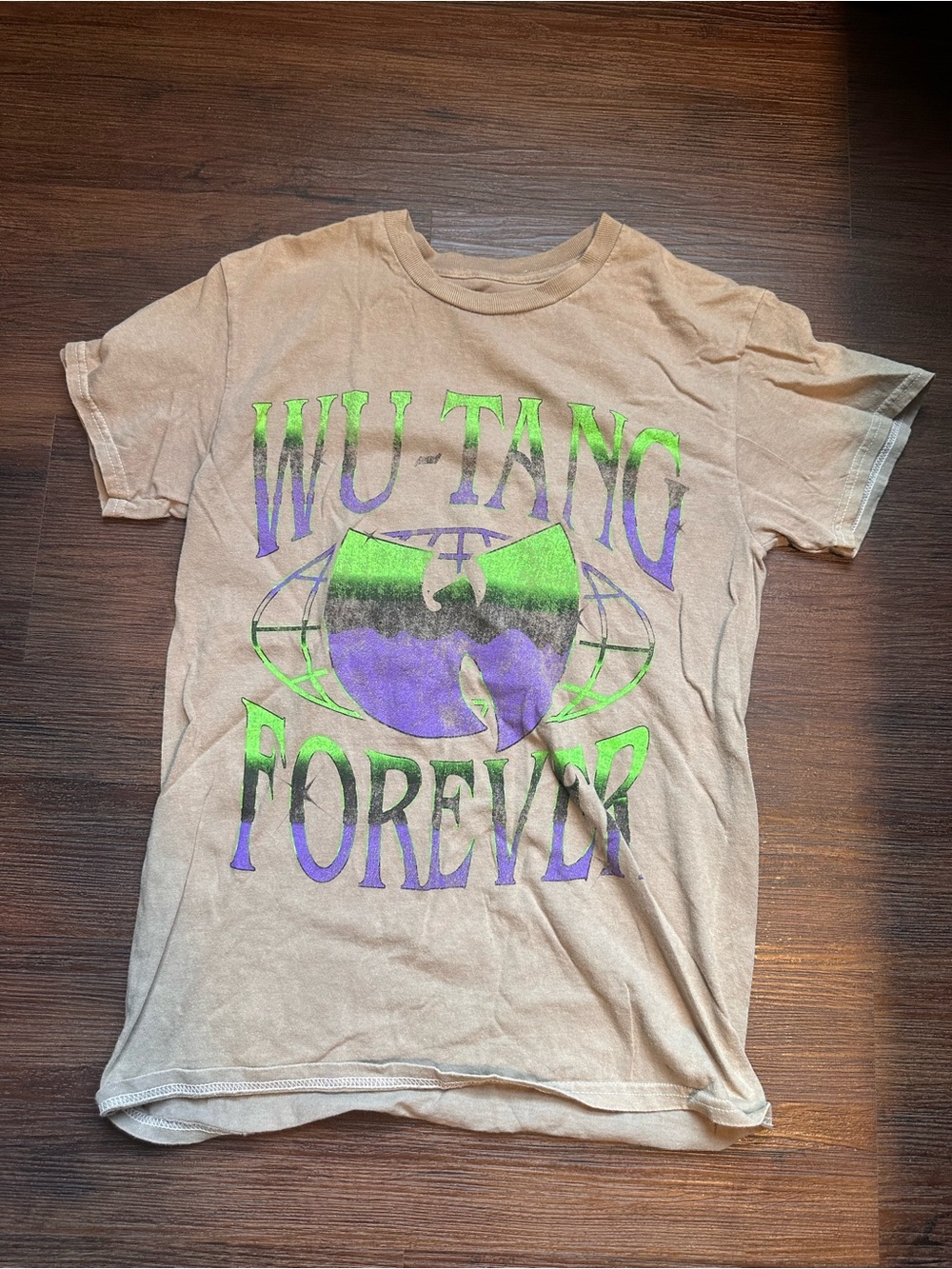 Forever 21 Beige Wu-Tang Graphic Tee with Green & Purple Print